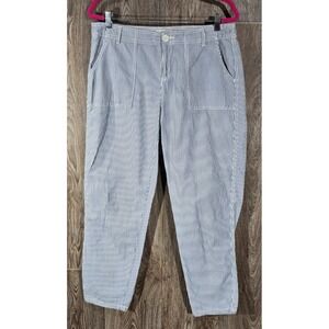 Liz Clairborne  Petites Size‎ 6P Cropped Linen Blend Blue White Striped Pants